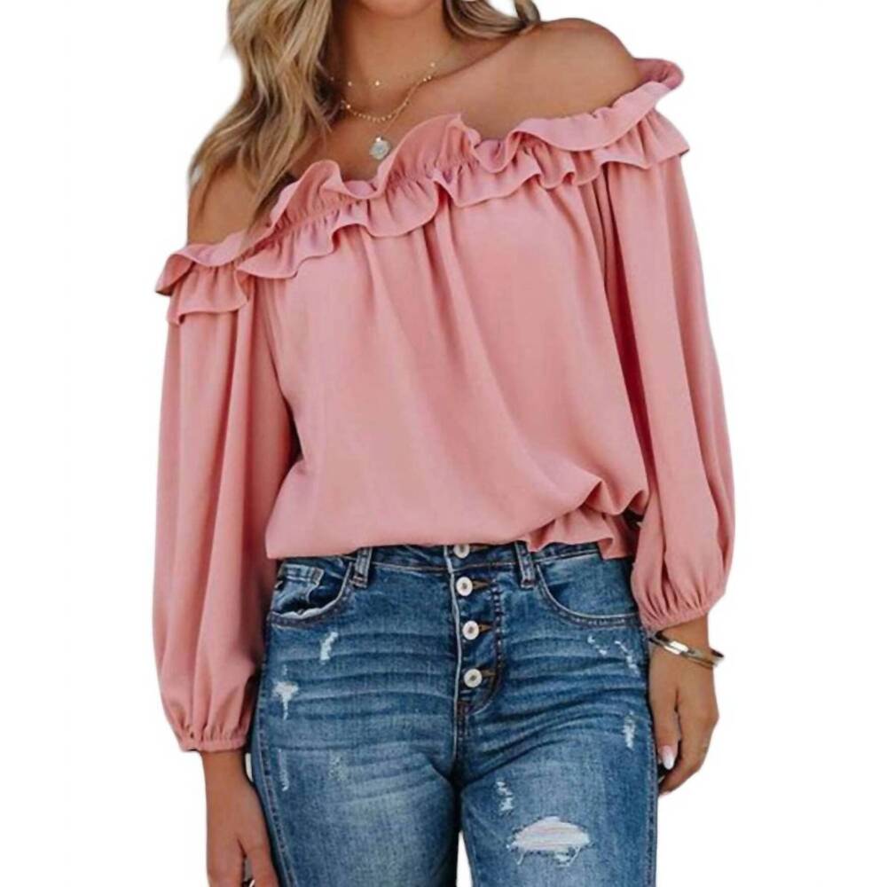NEW SHEWIN ruffle my feathers blouse in pink